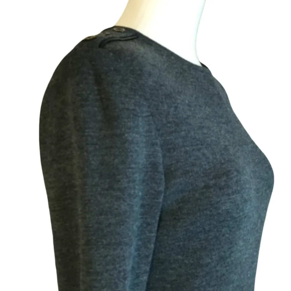Tory Burch Vienna Gray Wool Long Sleeve Dress Size XS